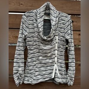 Anthropologie Saturday Sunday Asymmetrical Button Cowl Neck Knit Sweater